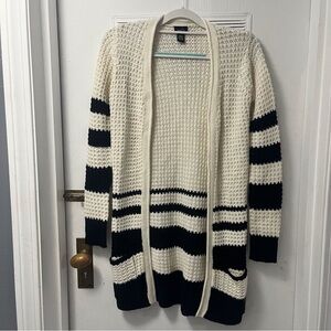 Rue 21 Women’s Long Striped Knit Cardigan Sweater With Pockets